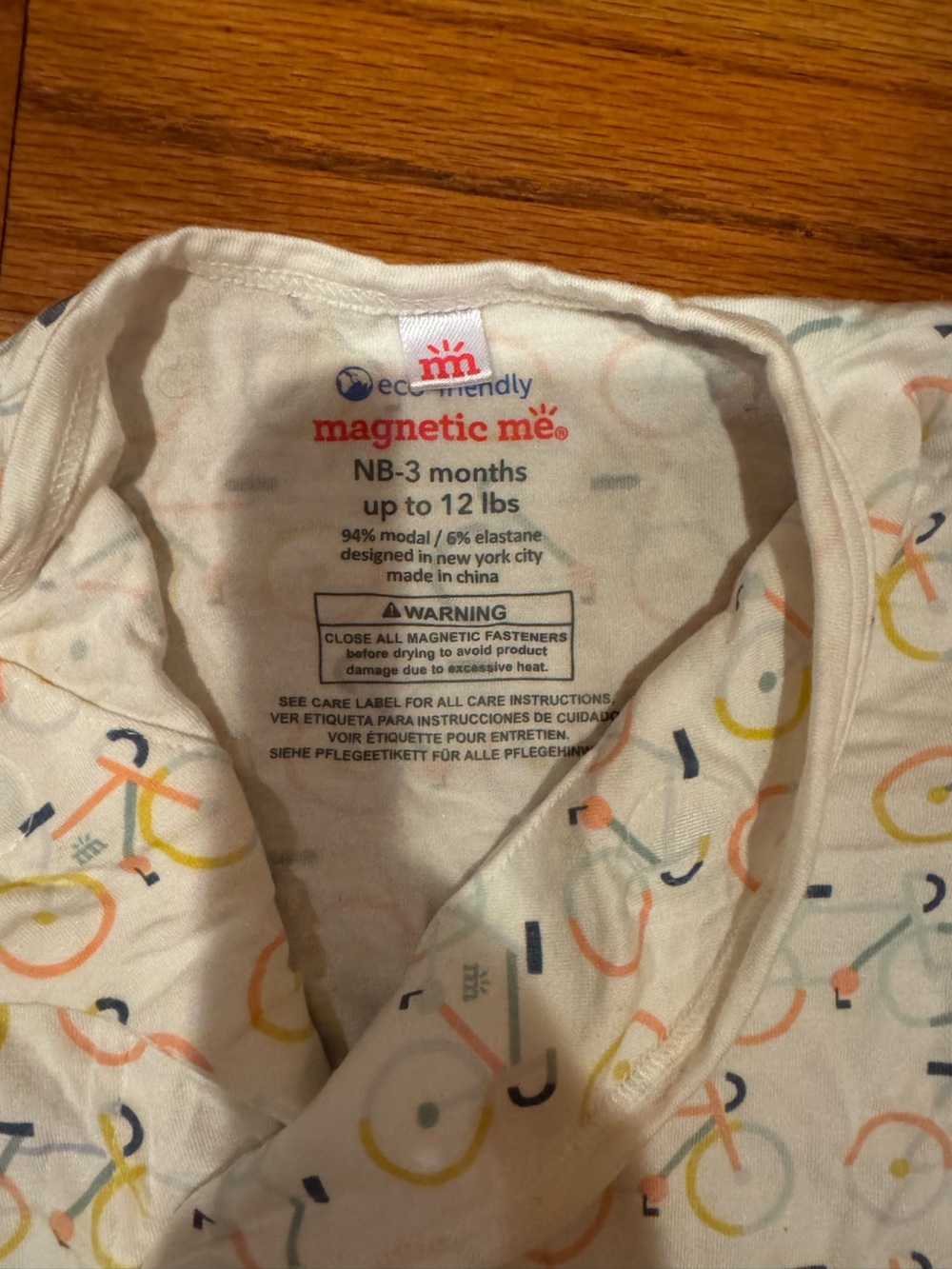 Magnetic Me Cream Sleep Sack with Colorful Bicycle Print - Picture 2 of 2